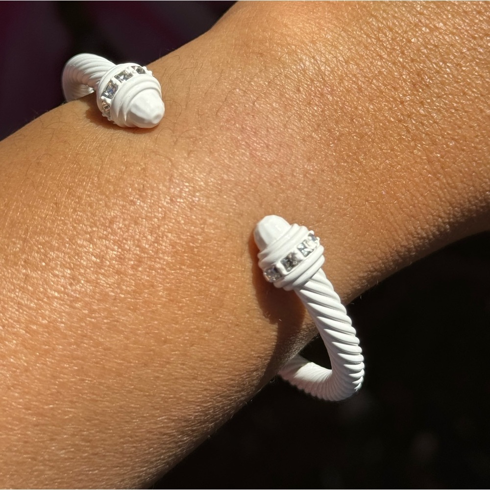 White Cable Bracelet Faux DY NEW